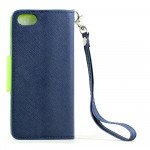 Wholesale iPhone 5S 5 Diary Flip Leather Wallet Case w Stand and Strap (Blue Green)